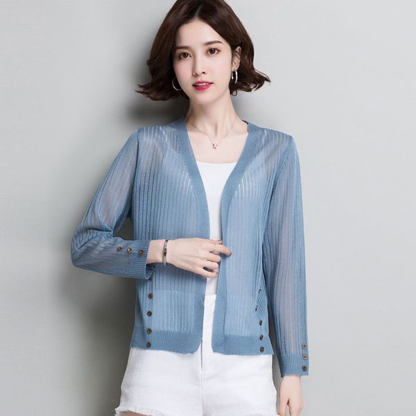 thin women knitted summer cardigans outwear female fashion long sleeve open stitch ladies v-neck casual knitwear, White
thin women knitted summer cardigans outwear female fashion long sleeve open stitch ladies v-neck casual knitwear, White