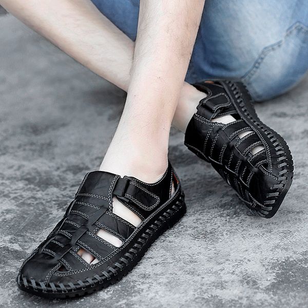 men sandals leisure beach men casual shoes outdoor breathable handmade sewing quality genuine leather men's sandals big size 47, Black
men sandals leisure beach men casual shoes outdoor breathable handmade sewing quality genuine leather men's sandals big size 47, Black