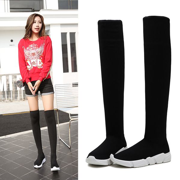 new designer women thigh high boots slim long botas mujer autumn winter over the knee sock boots women wedges bota feminina y702, Black
new designer women thigh high boots slim long botas mujer autumn winter over the knee sock boots women wedges bota feminina y702, Black