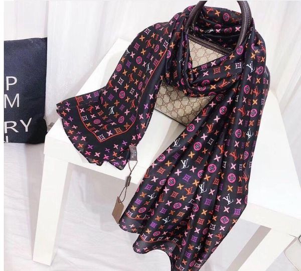 european style silk scarf High quality Spring Summer scarves scarfs for women print letter flower shawl 180*90cm soft wrap