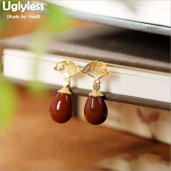 uglyless plated yellow gold ginkgo biloba leaf earrings for women real 925 silver leaf brincos waterdrop agate earrings e1785, Golden;silver
uglyless plated yellow gold ginkgo biloba leaf earrings for women real 925 silver leaf brincos waterdrop agate earrings e1785, Golden;silver