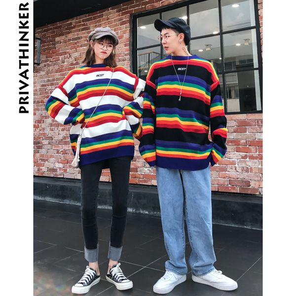man striped winter sweaters 2018 mens rainbow color harajuku sweater pullover couple korean oversized sweater, White;black
man striped winter sweaters 2018 mens rainbow color harajuku sweater pullover couple korean oversized sweater, White;black