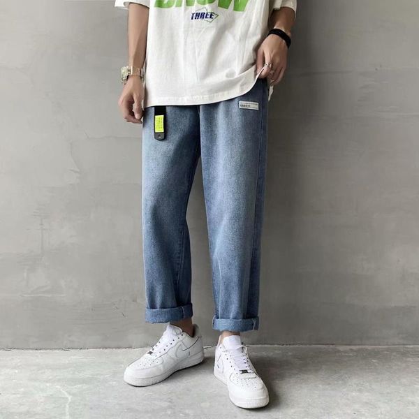 bxyichen straight jeans men's korean version of the trend of wild loose spring hong kong trendy brand wide leg cropped pants, Blue
bxyichen straight jeans men's korean version of the trend of wild loose spring hong kong trendy brand wide leg cropped pants, Blue