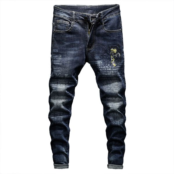 povote 2020 new spring and autumn embroidery men's fashion brand slim little feet korean fashion men's versatile elastic jeans, Blue
povote 2020 new spring and autumn embroidery men's fashion brand slim little feet korean fashion men's versatile elastic jeans, Blue