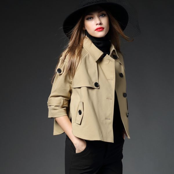 burdully brand 2018 luxurious short coat women's trench spring and autumn femalecloak small trenc coat, Tan;black
burdully brand 2018 luxurious short coat women's trench spring and autumn femalecloak small trenc coat, Tan;black