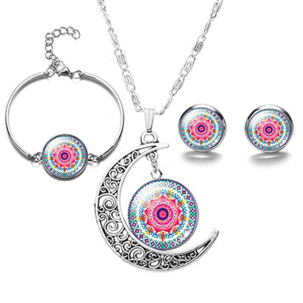 new vintage mandala om hinduism glass jewelry sets datura flower round stud earrings necklace bracelets indian jewelry, Slivery;golden
new vintage mandala om hinduism glass jewelry sets datura flower round stud earrings necklace bracelets indian jewelry, Slivery;golden