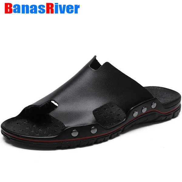 outdoor men slippers summer flats slip on summer shoes beach split leather flip flops hollow breathable size 38-48, Black
outdoor men slippers summer flats slip on summer shoes beach split leather flip flops hollow breathable size 38-48, Black