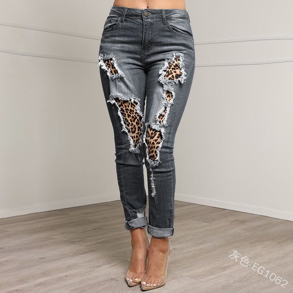 women panelled leopard jeans slim fit hole mid waist pencil pants famale fashion clothes, Blue
women panelled leopard jeans slim fit hole mid waist pencil pants famale fashion clothes, Blue