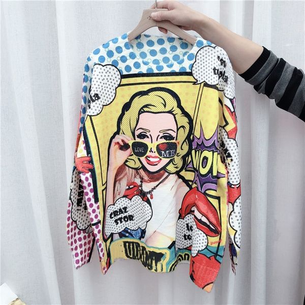 sweater 2020 new fashion long sleeve ptinting spring loose casual pullover women luxury sweaters knitted colorful, White
sweater 2020 new fashion long sleeve ptinting spring loose casual pullover women luxury sweaters knitted colorful, White