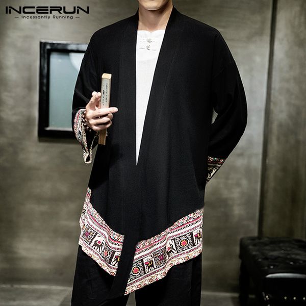 incerun autumn men retro print patchwork long sleeve kimono cardigan jackets casual street cotton comfort mens outerwear coats, Black;brown
incerun autumn men retro print patchwork long sleeve kimono cardigan jackets casual street cotton comfort mens outerwear coats, Black;brown