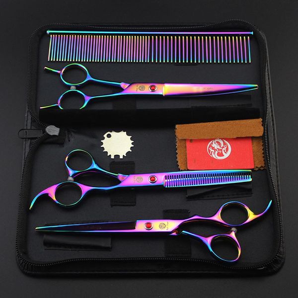 7inch rainbow straight curved thinning scissors set with case comb professional pet groomer dog cat hair clipper shear tool
7inch rainbow straight curved thinning scissors set with case comb professional pet groomer dog cat hair clipper shear tool