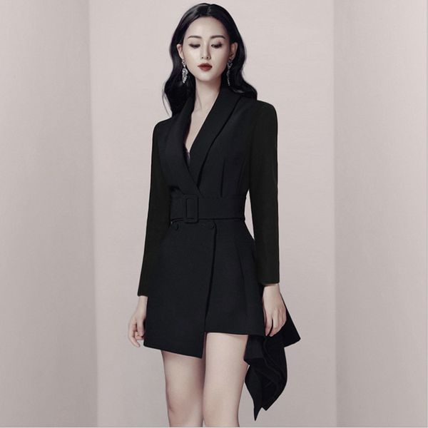 double breasted blazer dress with belt women slim fit party long sleeve fashion elegant office ladies work female short dresses, White;black
double breasted blazer dress with belt women slim fit party long sleeve fashion elegant office ladies work female short dresses, White;black