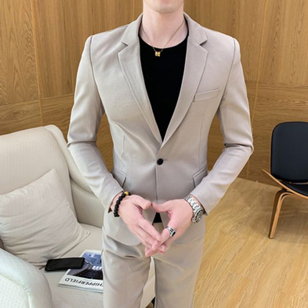 2019 autumn new tide men's single buckle solid color casual embroidered slim long-sleeved suit suit groom knot clothes (shirt, White;black
2019 autumn new tide men's single buckle solid color casual embroidered slim long-sleeved suit suit groom knot clothes (shirt, White;black