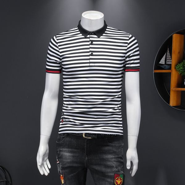 men's polos great striped shirt summer cotton short sleeve plus size 4xl 5xl e177, White;black
men's polos great striped shirt summer cotton short sleeve plus size 4xl 5xl e177, White;black
