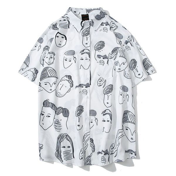 2019 new summer shirt men casual graffiti printed beach shirts short sleeve camisa havaiana hawaiian shirt, White;black
2019 new summer shirt men casual graffiti printed beach shirts short sleeve camisa havaiana hawaiian shirt, White;black