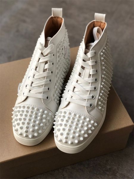women's red bottom trainers red spike suede high sneaker men shoes genuine leather fashion casual shoes big size with box, Black
women's red bottom trainers red spike suede high sneaker men shoes genuine leather fashion casual shoes big size with box, Black