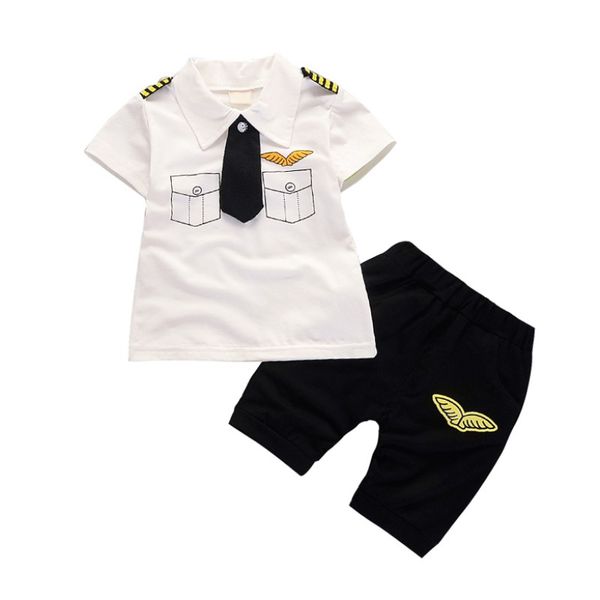 children baby boys summer clothing sets cotton child short sleeve print tie t-shirt + pant kids outfits, White
children baby boys summer clothing sets cotton child short sleeve print tie t-shirt + pant kids outfits, White