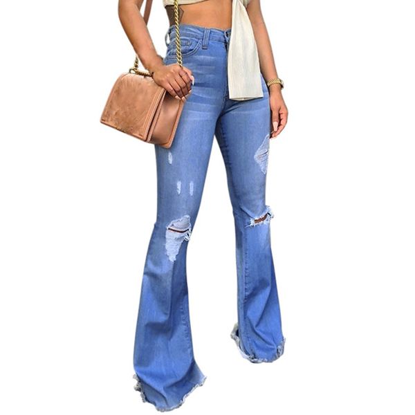 woman's jeans high waist stretch jeans bell-bottoms holes button zip denim dark blue streetwear pants #yj2
woman's jeans high waist stretch jeans bell-bottoms holes button zip denim dark blue streetwear pants #yj2