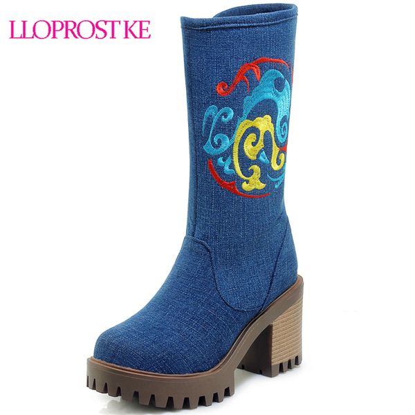 lloprost ke women denim thick high heels mid calf boots female round toe zipper stiletto shoes ladies fashion botas d509, Black
lloprost ke women denim thick high heels mid calf boots female round toe zipper stiletto shoes ladies fashion botas d509, Black
