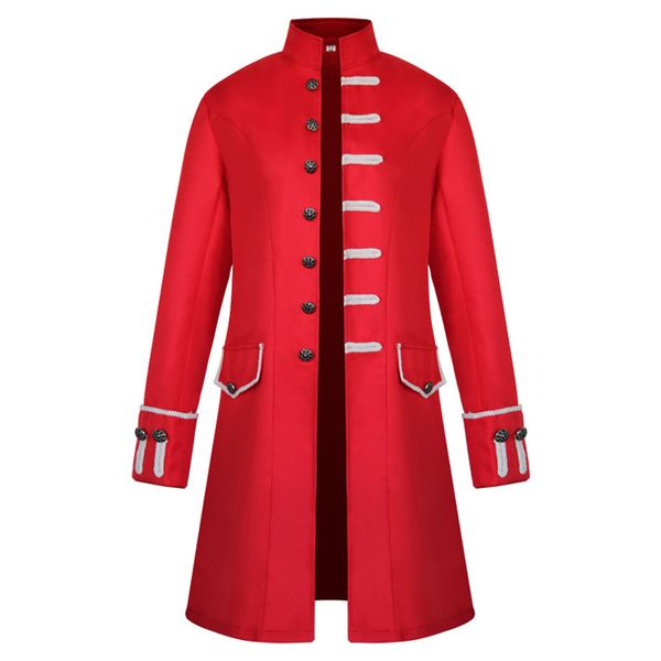 medieval retro men coats gothic steam punk costumes dress stand collar halloween clothes coat men clothing coat, Tan;black