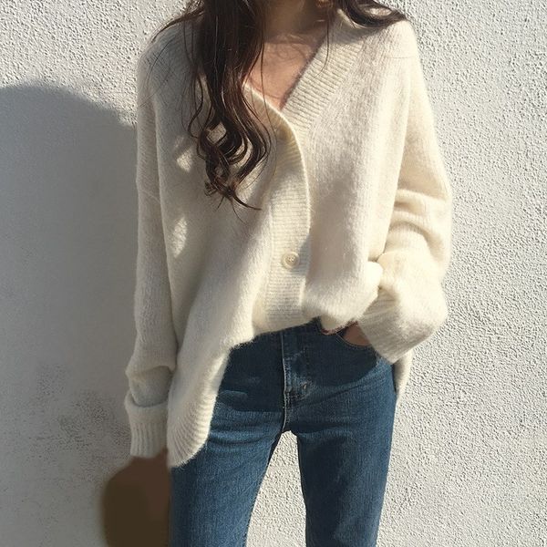 women new autumn winter sweaters cardigan coats loose long sleeve thick mohair sweater casual female solid knit sweater coats, White;black
women new autumn winter sweaters cardigan coats loose long sleeve thick mohair sweater casual female solid knit sweater coats, White;black
