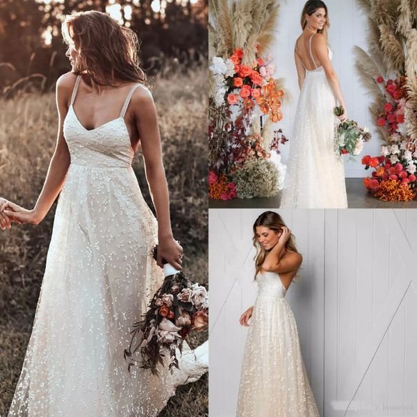 Chic Boho Wedding Dresses 2019 Spaghetti Lace Spot Tulle Sexy Backless Sweep Train Bohemian Wedding Dress Custom Made Plus Size Bridal Gowns
Chic Boho Wedding Dresses 2019 Spaghetti Lace Spot Tulle Sexy Backless Sweep Train Bohemian Wedding Dress Custom Made Plus Size Bridal Gowns