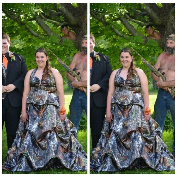 2019 halter camo a-line wedding dresses draped lace up back bridal gowns real tree camo countryside vestidos de mariee plus size, White
2019 halter camo a-line wedding dresses draped lace up back bridal gowns real tree camo countryside vestidos de mariee plus size, White