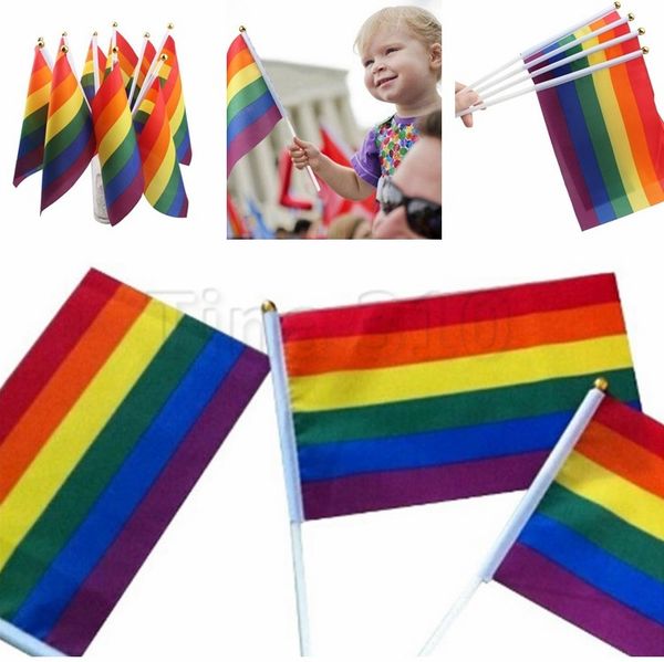 new polyester rainbow flag 14x21cm small size homosexuality color stripes hand flags party parade celebration articles banner flags 4741
new polyester rainbow flag 14x21cm small size homosexuality color stripes hand flags party parade celebration articles banner flags 4741
