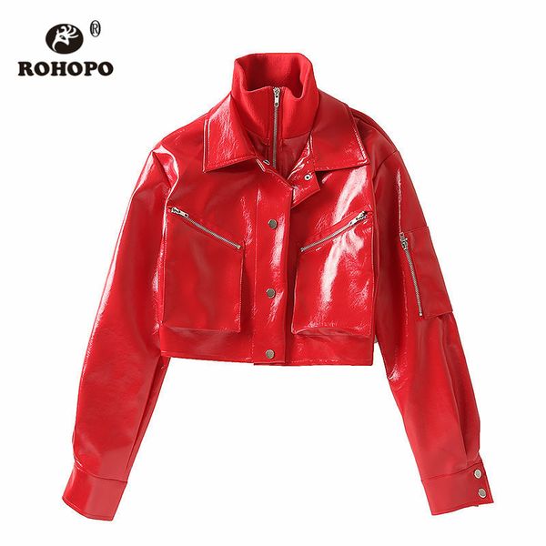 rohopo autumn thick red leather bomber asymmetric jacket woman chic pockets motor slim pu leather solid outwear #699, Black;brown
rohopo autumn thick red leather bomber asymmetric jacket woman chic pockets motor slim pu leather solid outwear #699, Black;brown