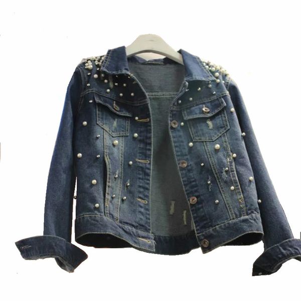 autumn denim pearl jeans women jacket vintage casual basic coat female slim fit spring jacket women plus size bomber, Black;brown
autumn denim pearl jeans women jacket vintage casual basic coat female slim fit spring jacket women plus size bomber, Black;brown