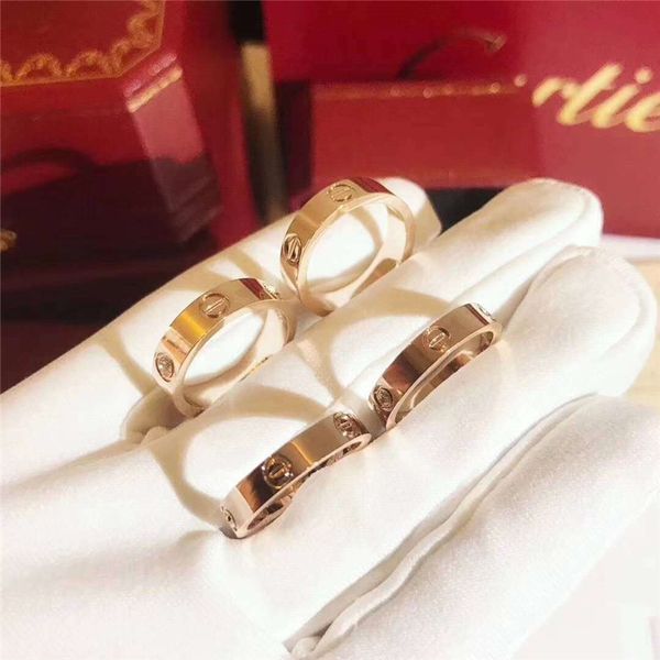Titanium Stainless Steel Love Rings for Women Men jewelry Couples Cubic Zirconia Wedding Rings Logo Bague Femme 5mm with package