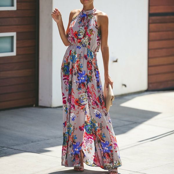halter style women summer floral dress casual boho high waist long maxi holiday party sleeveless loose dress clothes, Black;gray
halter style women summer floral dress casual boho high waist long maxi holiday party sleeveless loose dress clothes, Black;gray
