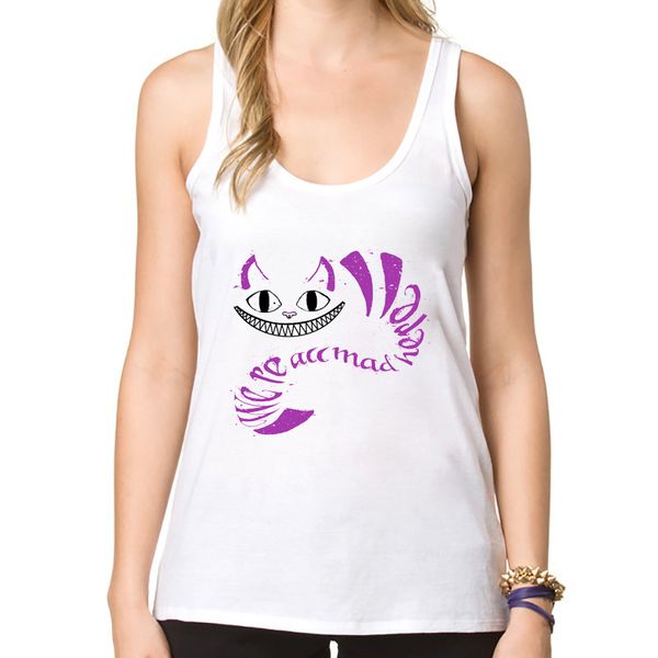 we're all mad here design women summer tank geometric cats printed o-neck fashion vest lady camisole, White
we're all mad here design women summer tank geometric cats printed o-neck fashion vest lady camisole, White