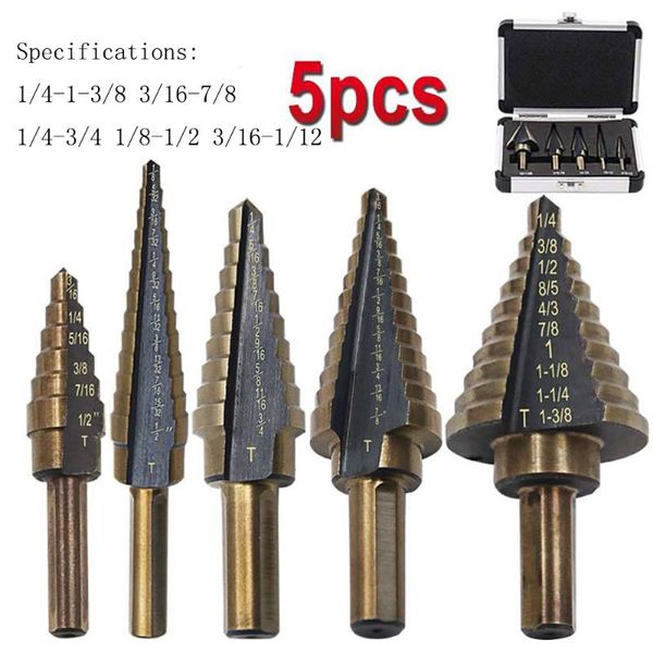 5pcs ladder drill bit set high dpeed aluminum boxed stepped drill steel triangular shank steel step bit
5pcs ladder drill bit set high dpeed aluminum boxed stepped drill steel triangular shank steel step bit