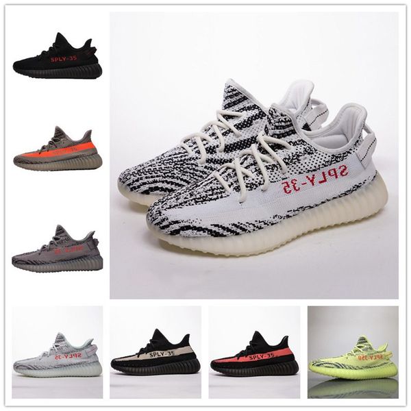 Cla ic running hoe men women emi white zebra bred black red beluga green kanye we t port neaker without box