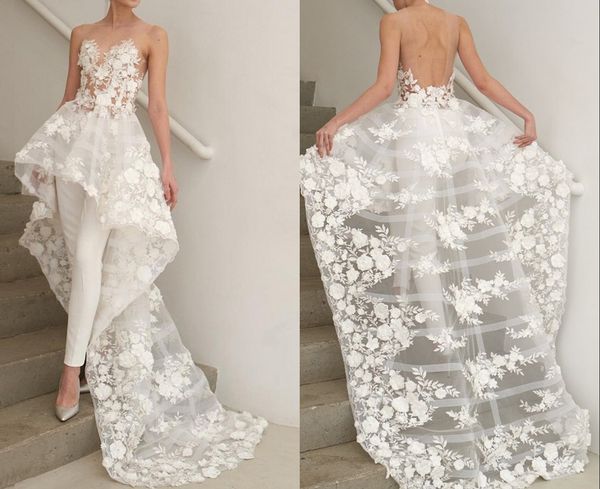 fashion 3d floral flowers hi low wedding jampsuits dresses sheer neck applique lace sequins wedding reception dress bridal gowns new, White
fashion 3d floral flowers hi low wedding jampsuits dresses sheer neck applique lace sequins wedding reception dress bridal gowns new, White