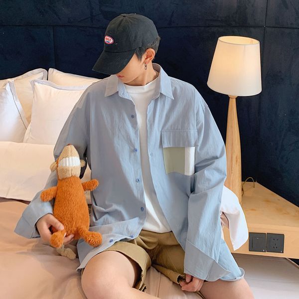 2020 spring and autumn new youth popular cotton loose color matching tooling long-sleeved shirt fashion casual jacket coat, White;black
2020 spring and autumn new youth popular cotton loose color matching tooling long-sleeved shirt fashion casual jacket coat, White;black