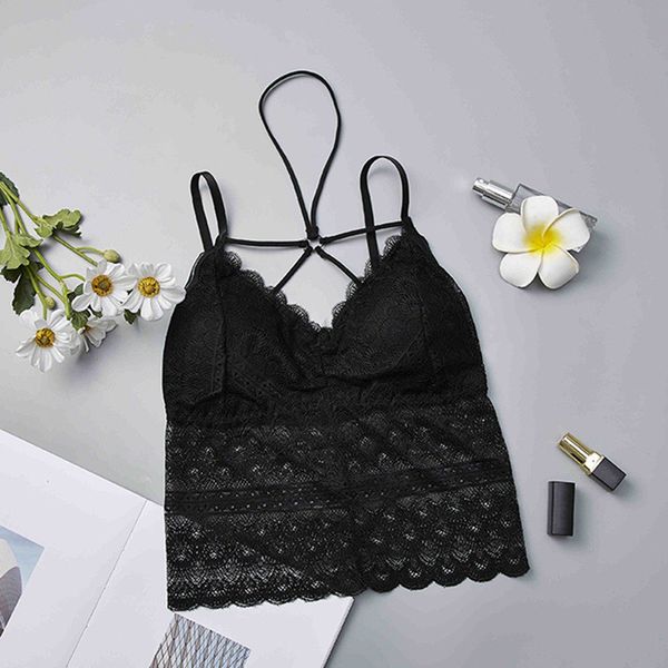beauty back bralette summer lace vest crop womens tank bustier bra, Black;white 
beauty back bralette summer lace vest crop womens tank bustier bra, Black;white