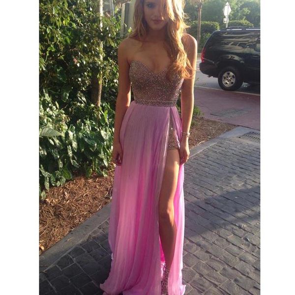 girls pink long prom dress with shining sequins side split evening dress custom made red carpet party gown, Black
girls pink long prom dress with shining sequins side split evening dress custom made red carpet party gown, Black