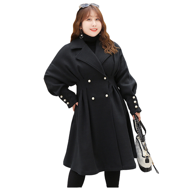 plus size lapel solid color winter overcoat women's new long wool coats fashion pleated button women's woolen windbreaker jacket, Black
plus size lapel solid color winter overcoat women's new long wool coats fashion pleated button women's woolen windbreaker jacket, Black
