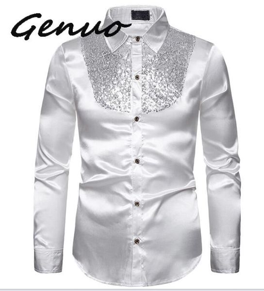 genuo men's silk satin smooth shirt luxury gold sequin tuxedo shirt party stage performance wedding dress shirts chemise homme, White;black
genuo men's silk satin smooth shirt luxury gold sequin tuxedo shirt party stage performance wedding dress shirts chemise homme, White;black
