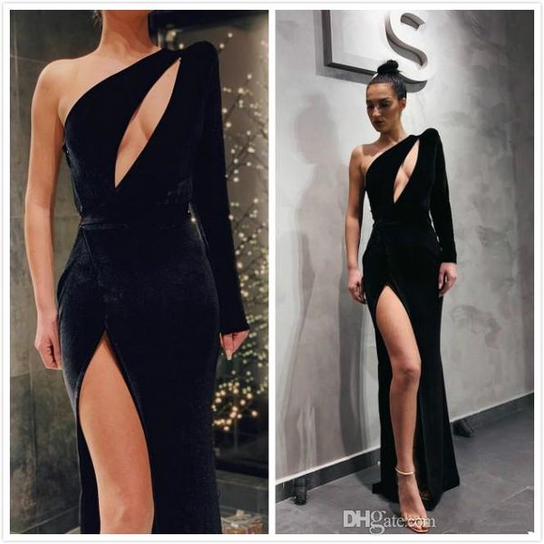 black evening dresses one shoulder high split velvet prom dresses noble formal party bridesmaid pageant gowns robes de soiree, Black;red
black evening dresses one shoulder high split velvet prom dresses noble formal party bridesmaid pageant gowns robes de soiree, Black;red