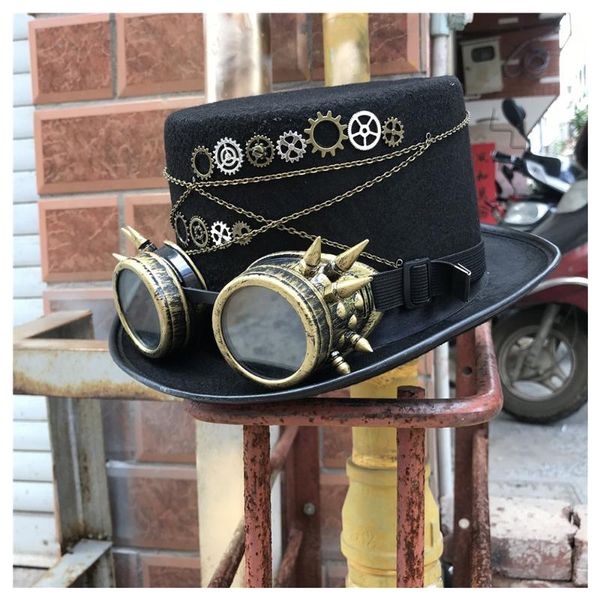 men women handmade steampunk hat with gear glasses stage magic hat bowler size 57cm, Blue;gray
men women handmade steampunk hat with gear glasses stage magic hat bowler size 57cm, Blue;gray