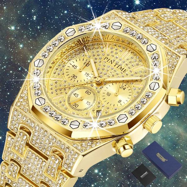 big gold diamond mens watches chronograph iced out watch steel sport male date quartz clock relogio masculino, Slivery;brown
big gold diamond mens watches chronograph iced out watch steel sport male date quartz clock relogio masculino, Slivery;brown