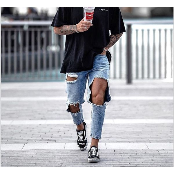 european and american men's jeans big hole new fashion high street ripped jeans men denim trousers men's pencil pants, Blue
european and american men's jeans big hole new fashion high street ripped jeans men denim trousers men's pencil pants, Blue