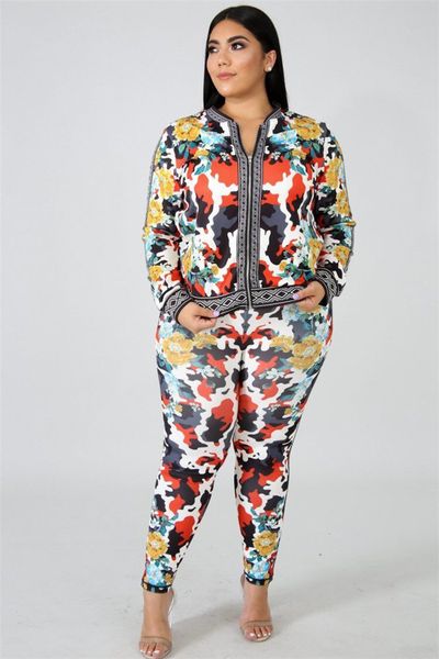 womens summer designer 2pcs long pants floral print sport style female clothing fashion zipper casual apparel, White
womens summer designer 2pcs long pants floral print sport style female clothing fashion zipper casual apparel, White