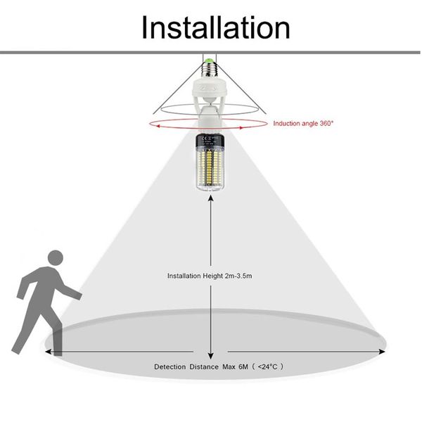 E27 Lamp Head Adjustable Infrared Body Sensor Headband Motion Sensor White Used In Corridors, Stairs