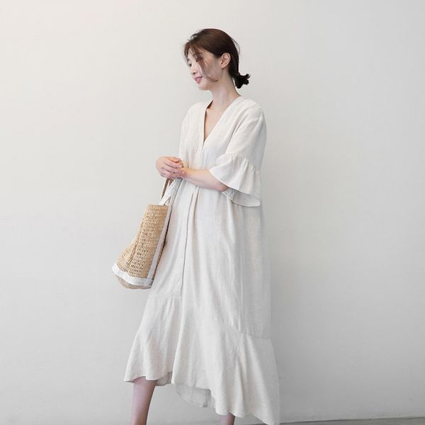 casual dresses summer black simple cotton linen womens korea loose short sleeve v neck shirt dress girl female e050, Black;gray
casual dresses summer black simple cotton linen womens korea loose short sleeve v neck shirt dress girl female e050, Black;gray