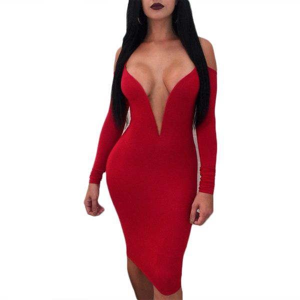 women deep v-neck solid off shoulder party dress 2018 new fashion spring long sleeve backless slim bodycon pencil dress, Black;gray
women deep v-neck solid off shoulder party dress 2018 new fashion spring long sleeve backless slim bodycon pencil dress, Black;gray