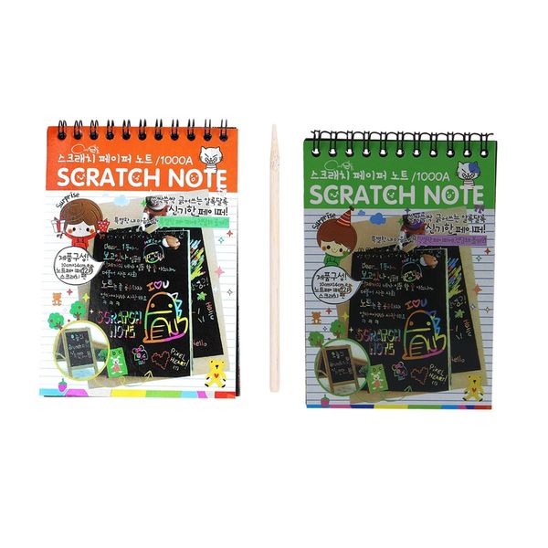 2pcs scratch note black cardboard creative diy draw sketch notes for kids toy notebook school supplies(orange/green 
2pcs scratch note black cardboard creative diy draw sketch notes for kids toy notebook school supplies(orange/green